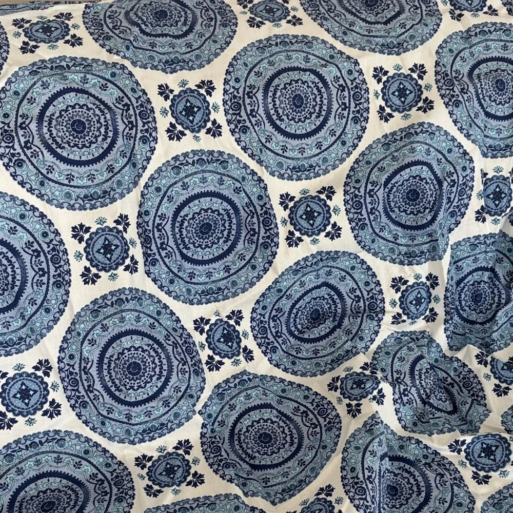 Blue and White Patterned Curtain 49” x 62”